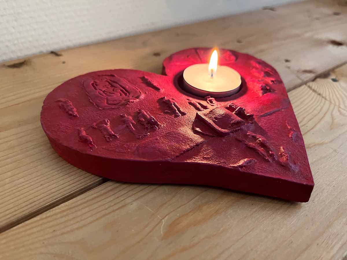 hart rood met waxinelichtje
